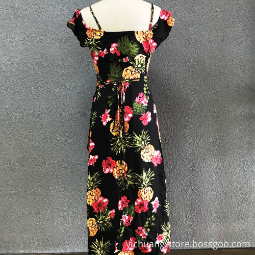 Women's cotton printed long dress